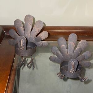 Metal Turkey Tealight Candle Holders